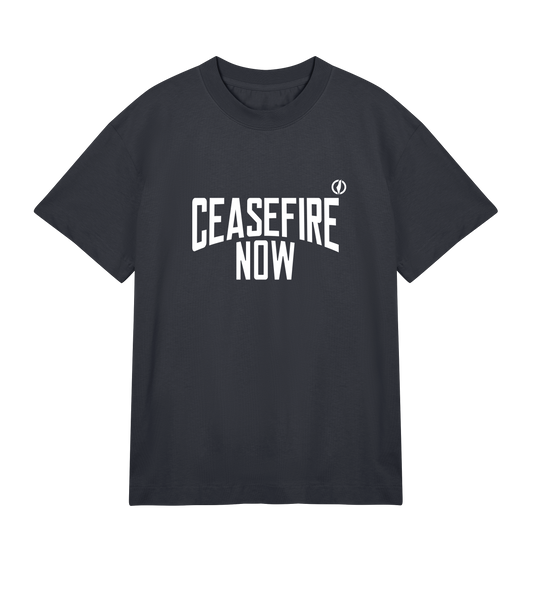 CEASEFIRE NOW TEE - BLACK/WHITE